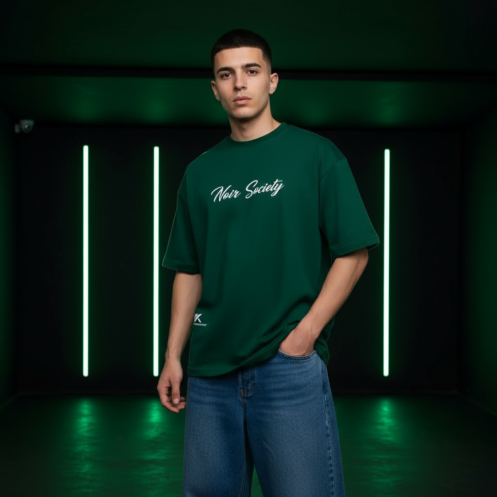 Noir Society Oversized Tee — Bolivar (Dark Green)