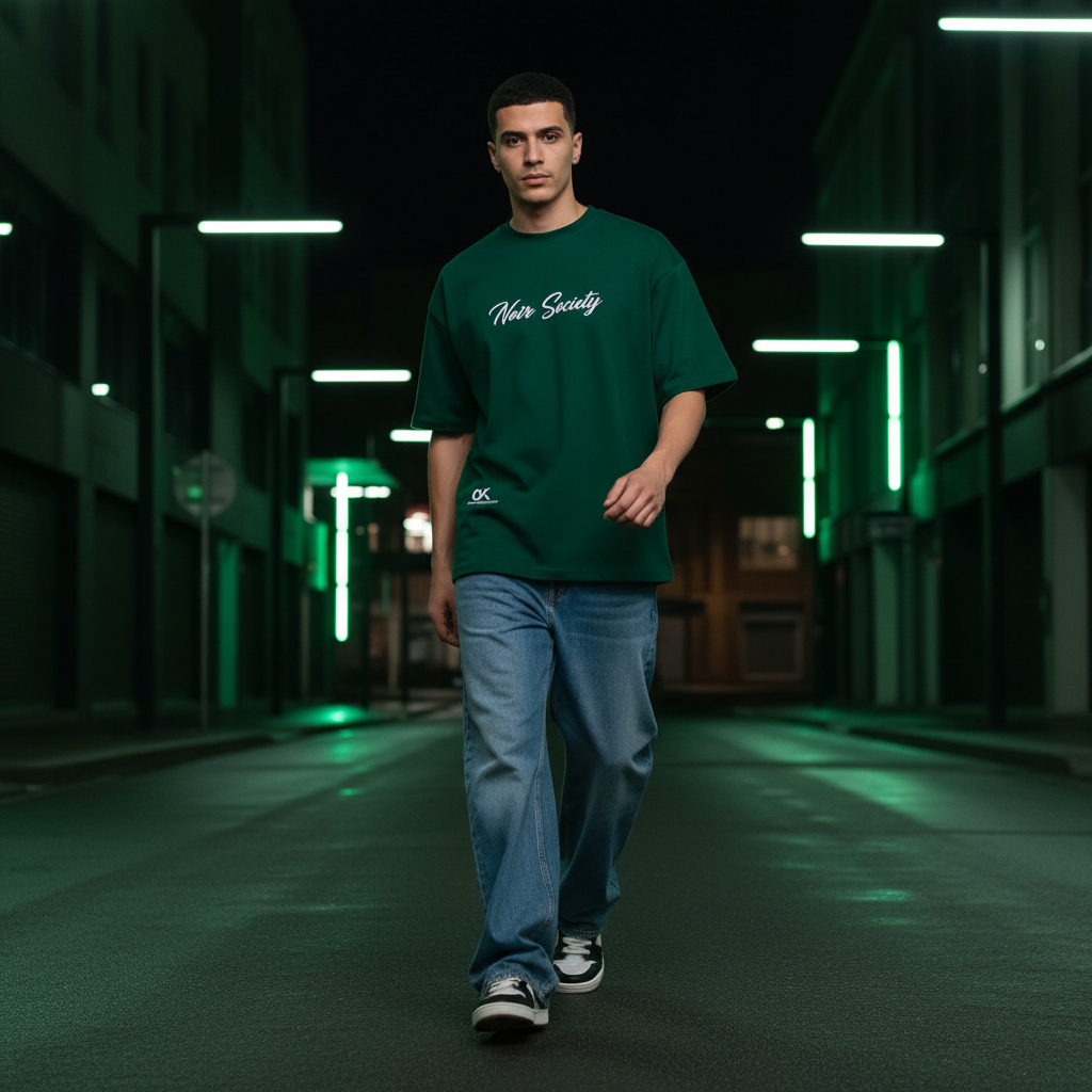 Noir Society Oversized Tee — Bolivar (Dark Green)