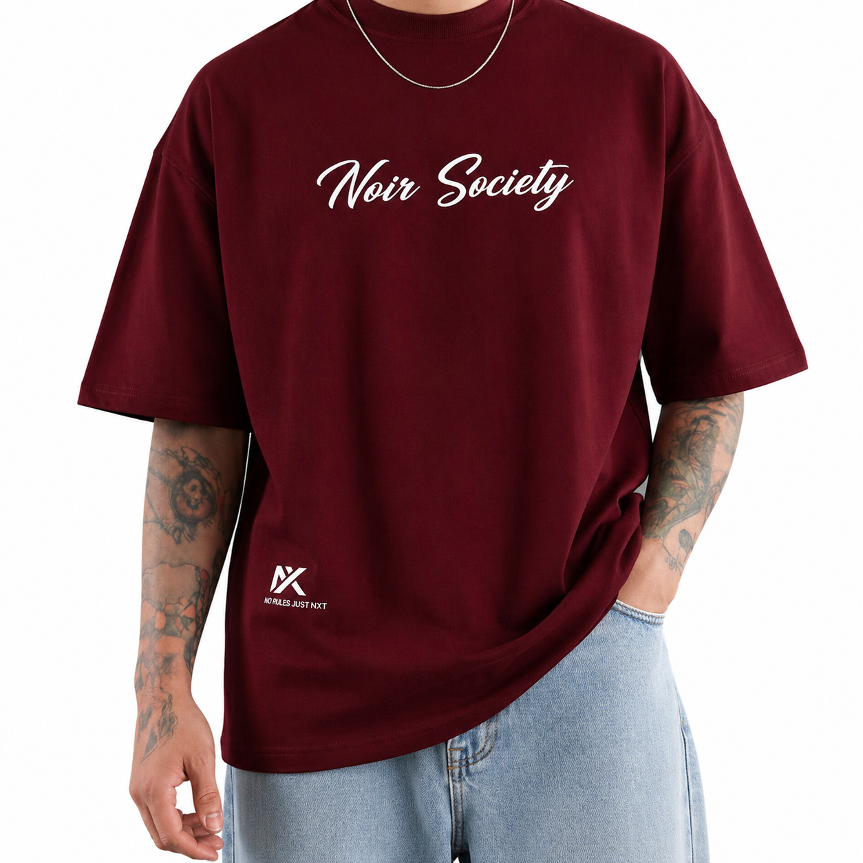 Noir Society Oversized Tee — Bolivar (Burgundy)