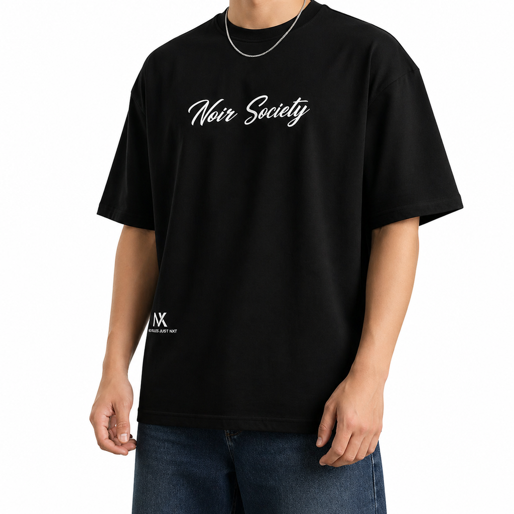 Noir Society Oversized Tee — Bolivar (Black)