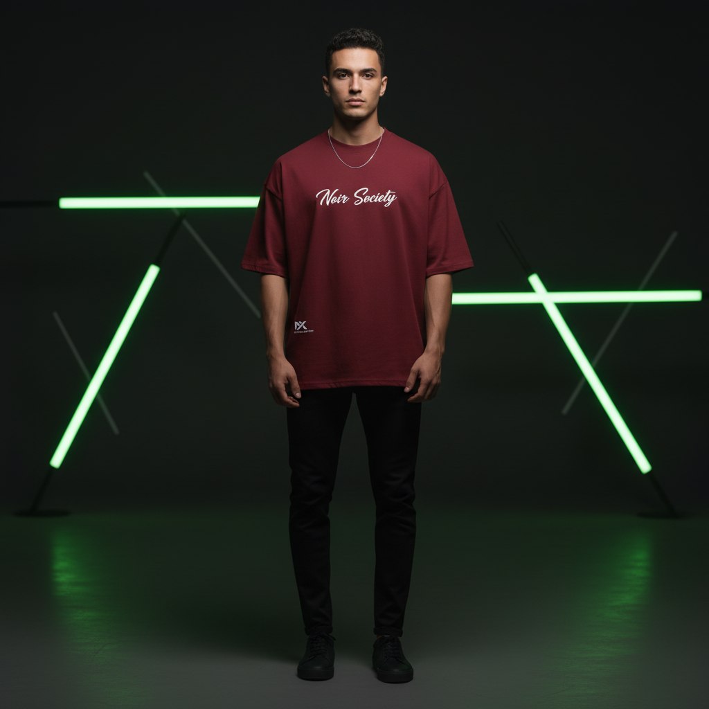 Noir Society Oversized Tee — Bolivar (Burgundy)