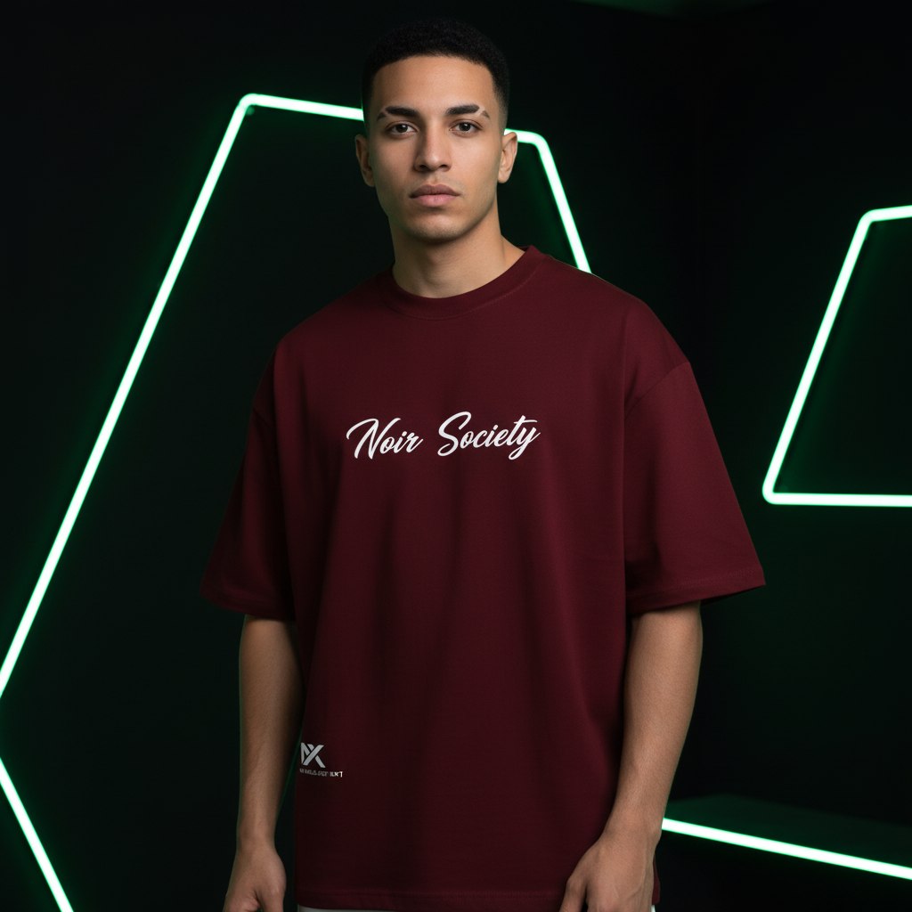 Noir Society Oversized Tee — Bolivar (Burgundy)
