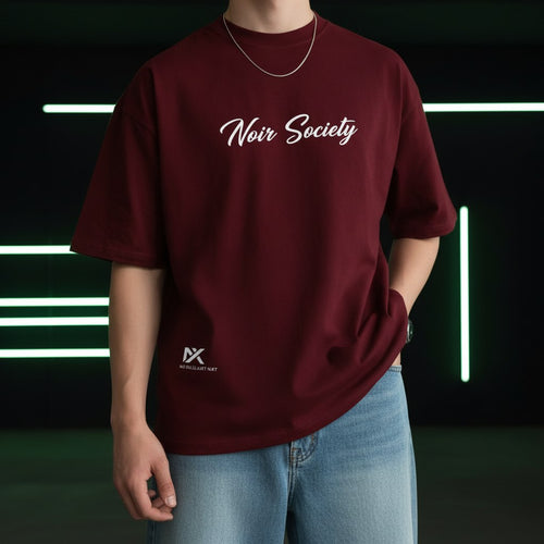 Noir Society Oversized Tee — Bolivar (Burgundy)