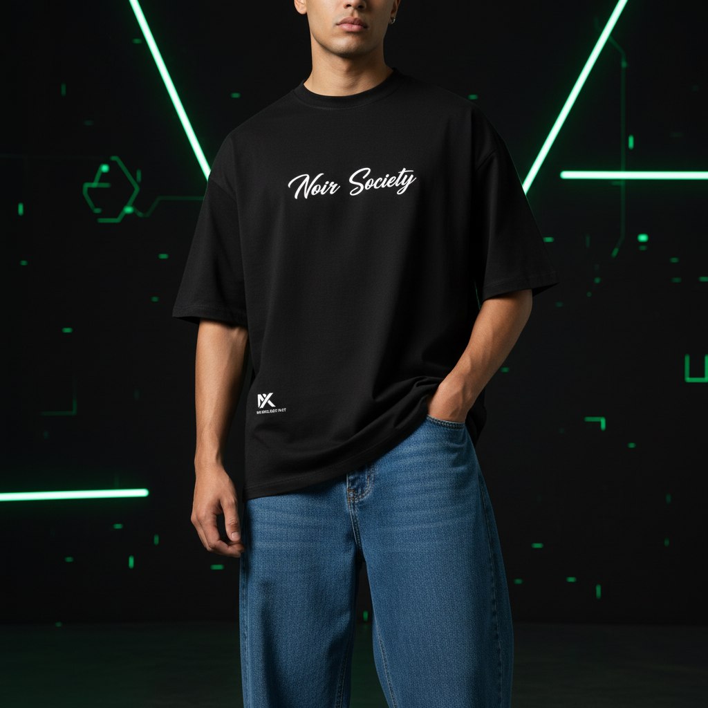 Noir Society Oversized Tee — Bolivar (Black)
