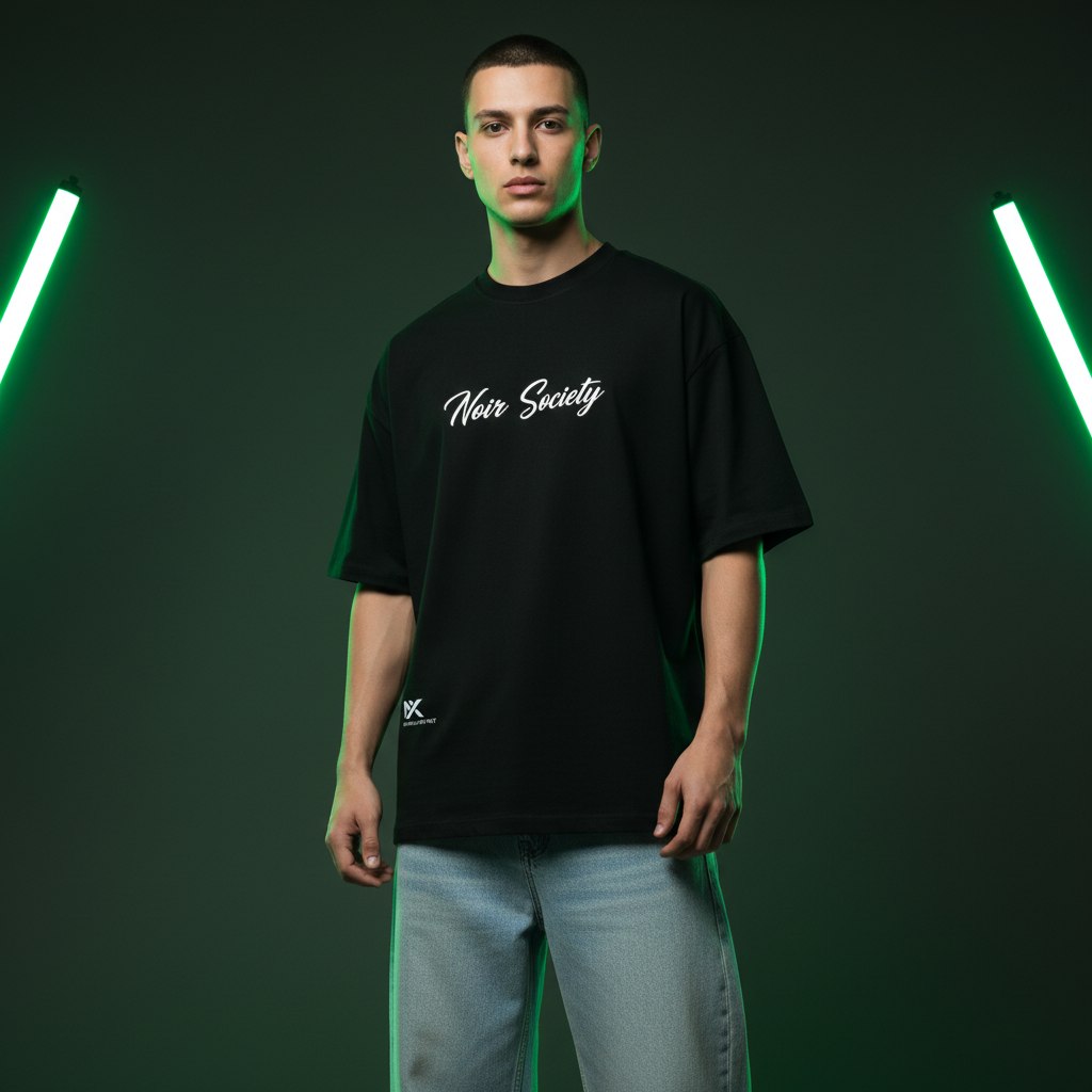 Noir Society Oversized Tee — Bolivar (Black)