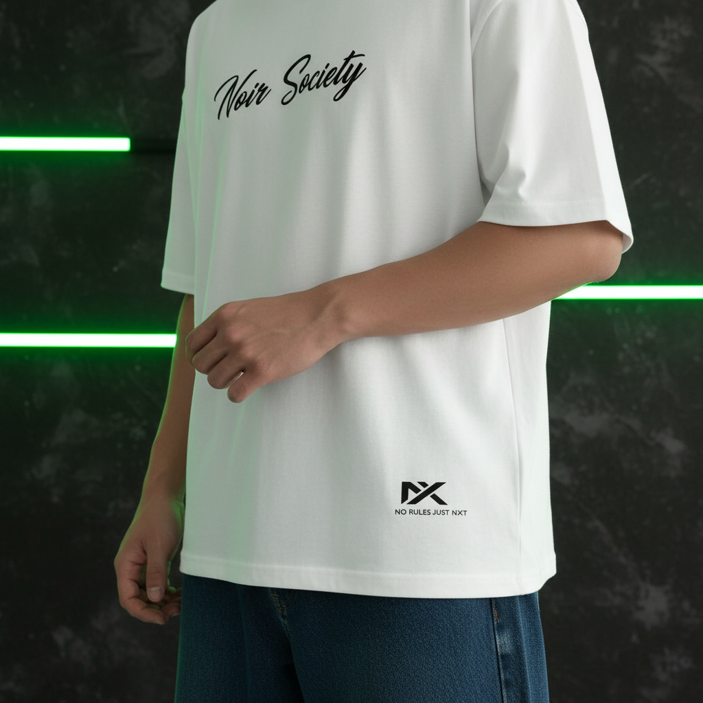 Noir Society Oversized Tee — Bolivar (White)