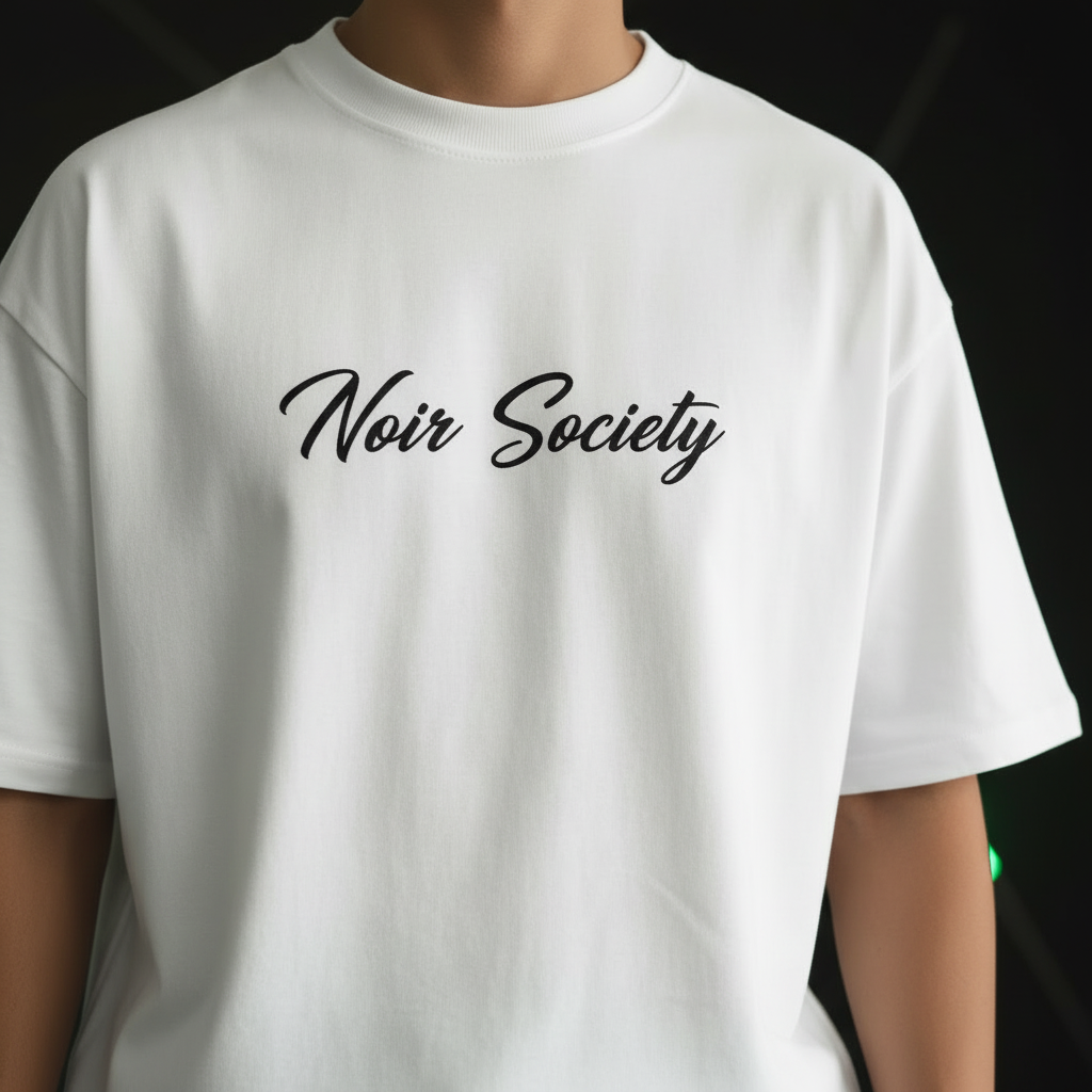 Noir Society Oversized Tee — Bolivar (White)